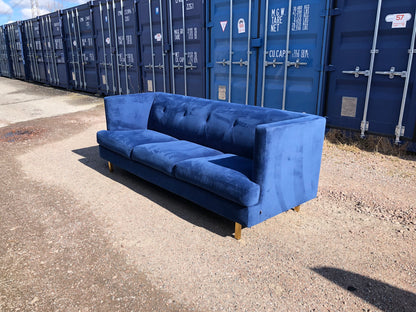 Jotex blå sammet-soffa 2,5 sits