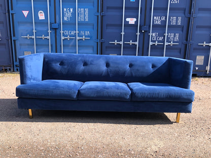 Jotex blå sammet-soffa 2,5 sits