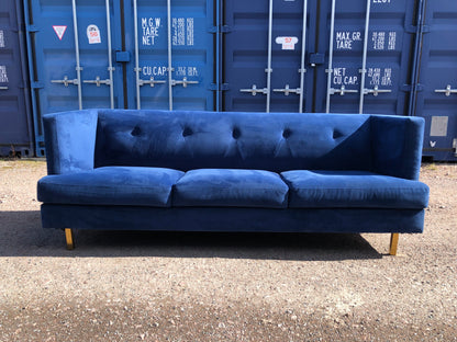 Jotex blå sammet-soffa 2,5 sits