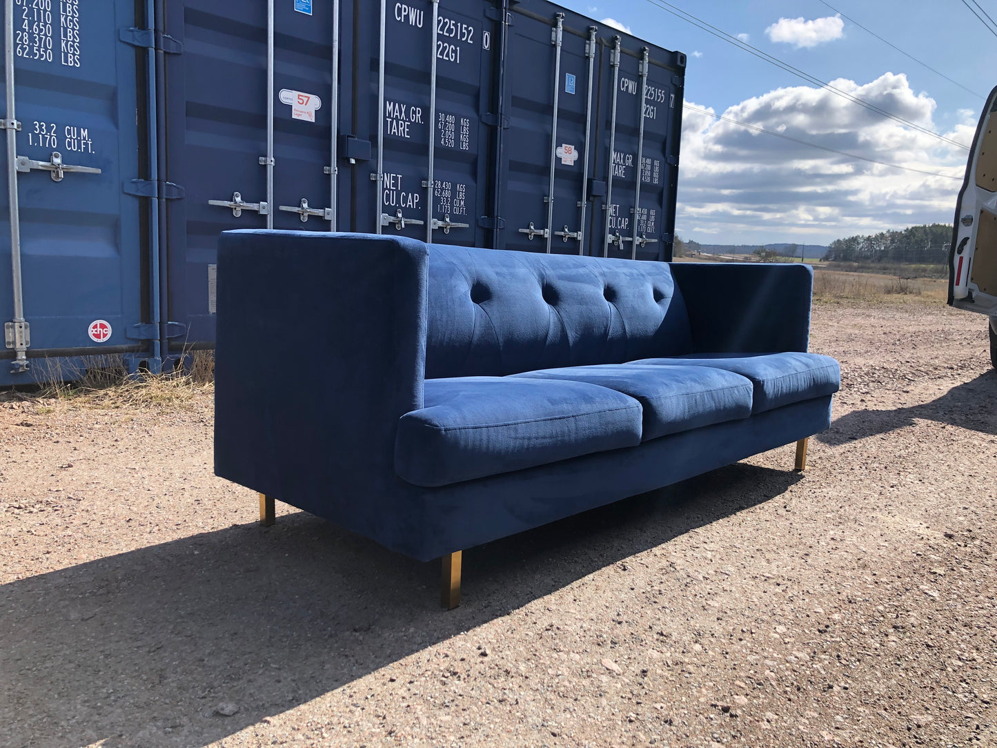 Jotex blå sammet-soffa 2,5 sits