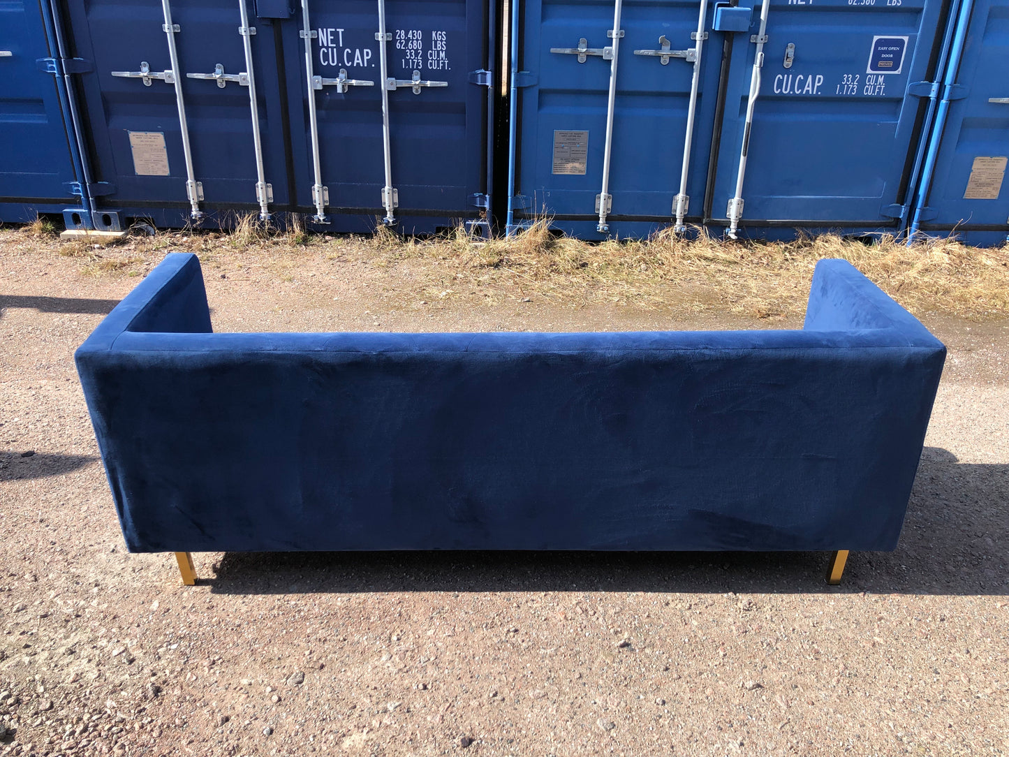 Jotex blå sammet-soffa 2,5 sits